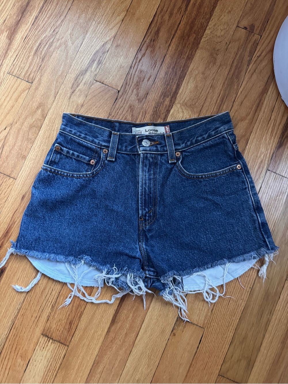 Dark vintage denim cutoff shorts